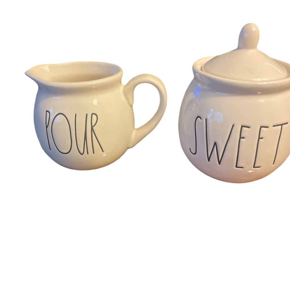 Rae Dunn sugar and cream two piece gift set artisan collection white ceramic new